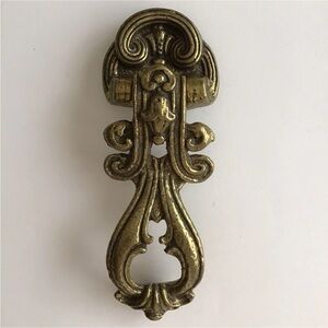 Brass Door Knocker 8 1/2” Byzantine Style Burnished Scroll Ornate Heavy Vintage